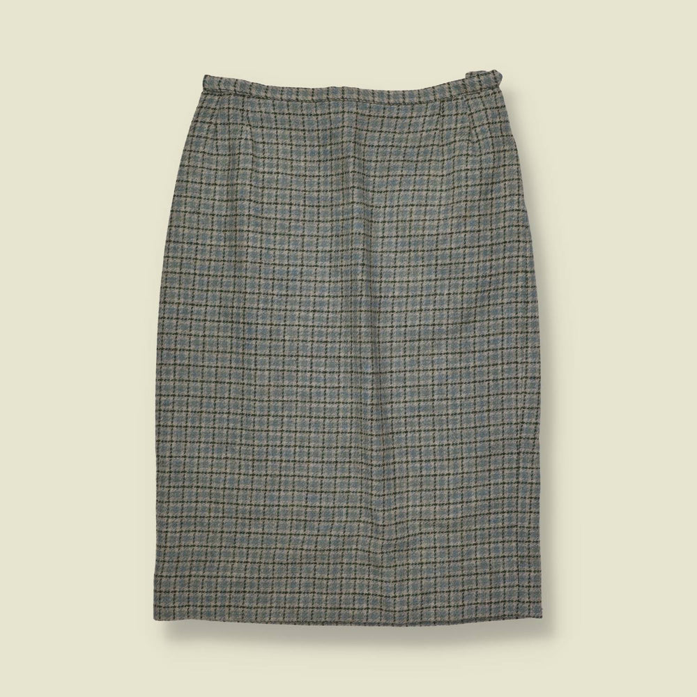 1970s | Evan-Picone | Plaid 2-Piece Skirt Suit | Grey & Blue - 12