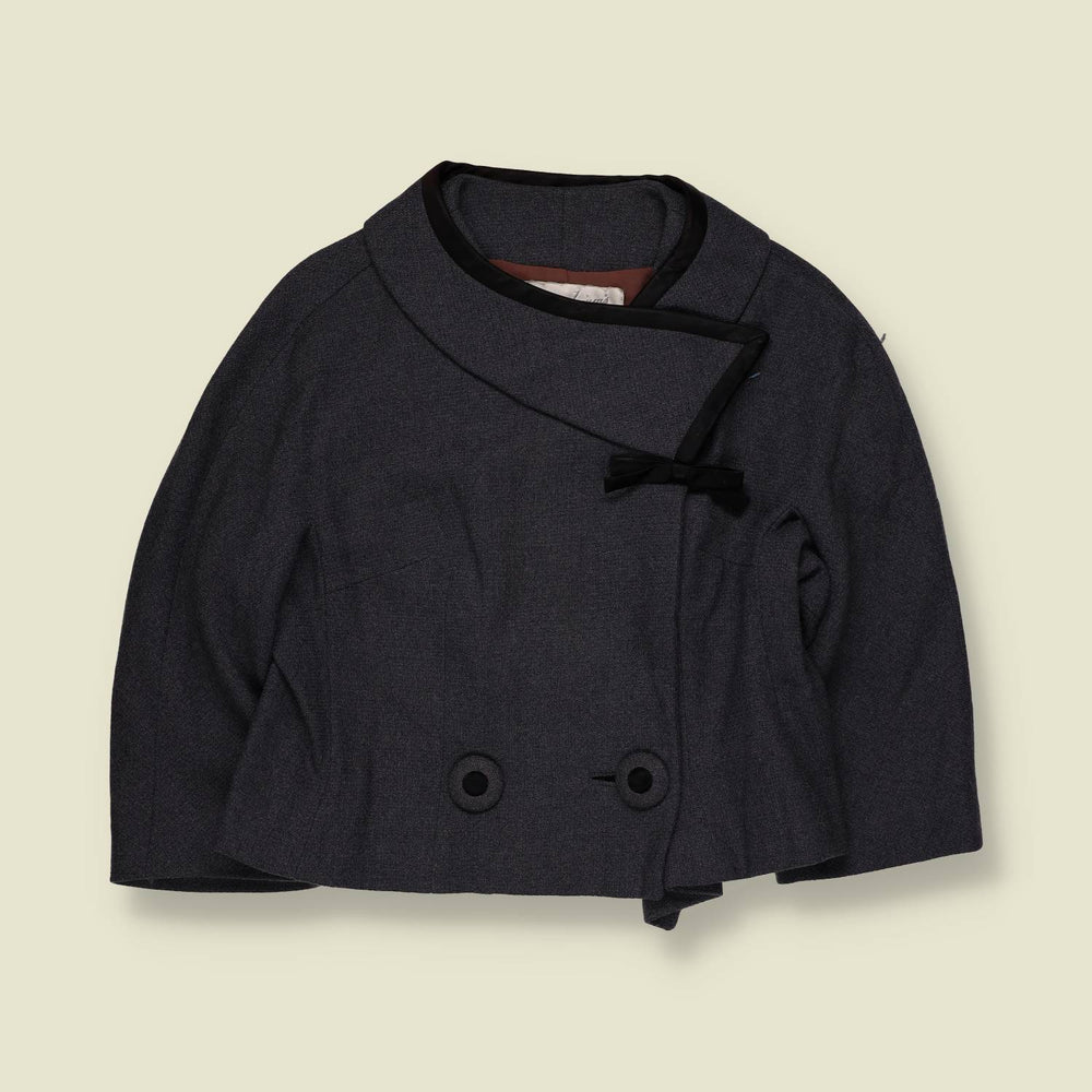 1950s | Honiq Browns NY | Cropped Cape Blazer | Charcoal Grey - 8