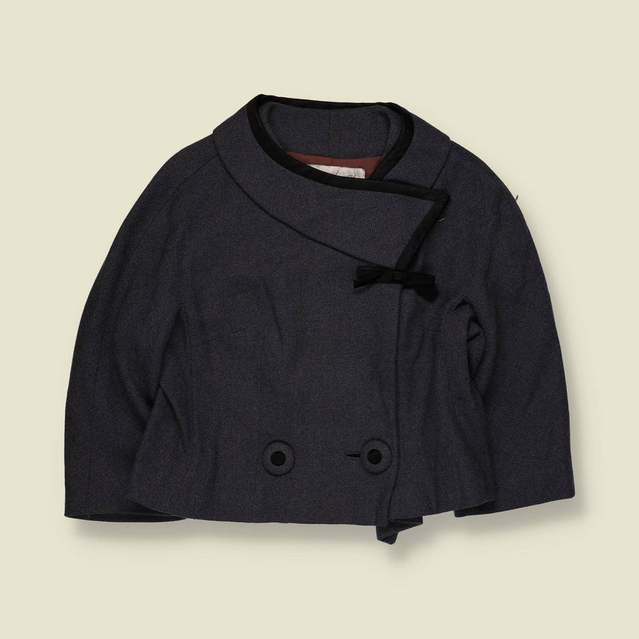 1950s | Honiq Browns NY | Cropped Cape Blazer | Charcoal Grey - 8