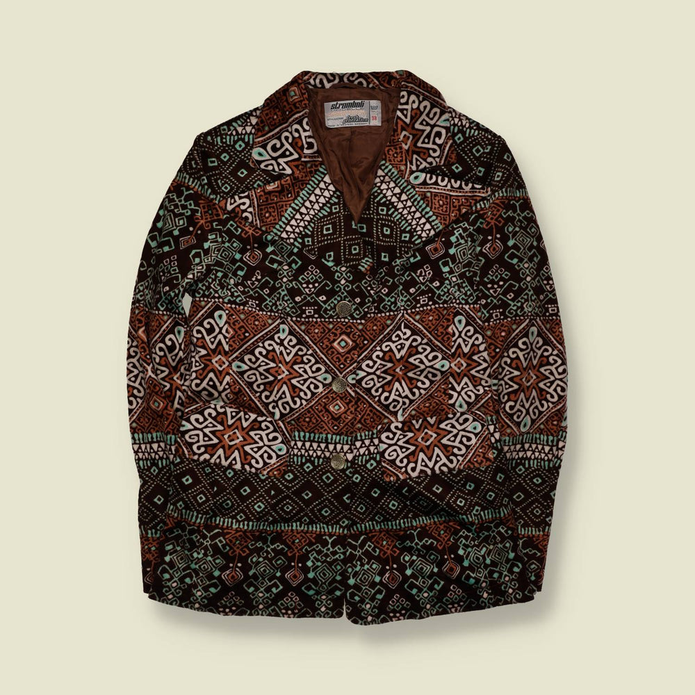 1970s | Stromboli | Geometric Print Blazer | Brown, Rust & Turquoise - 6