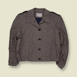 1970s | Pendleton | Pure Virgin Wool Houndstooth Jacket | Brown & Cream - 10