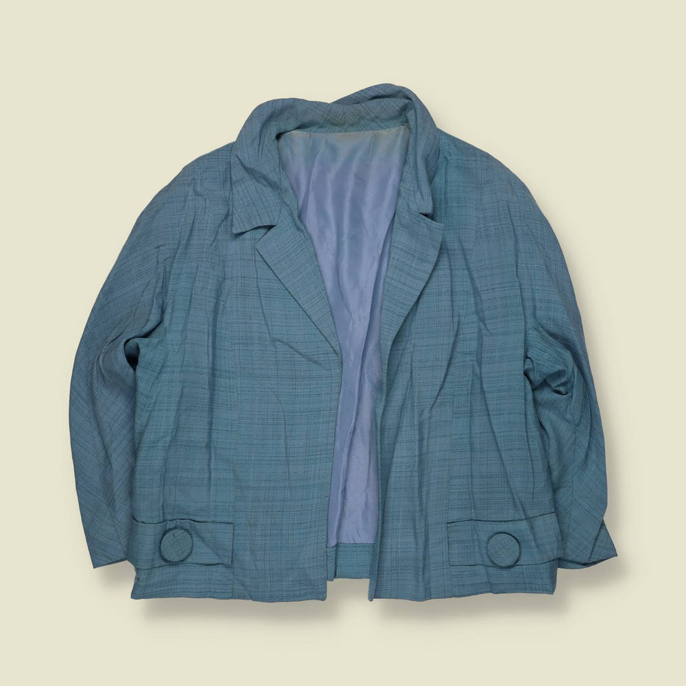1960s | Textured Cropped Jacket | Blue - 10