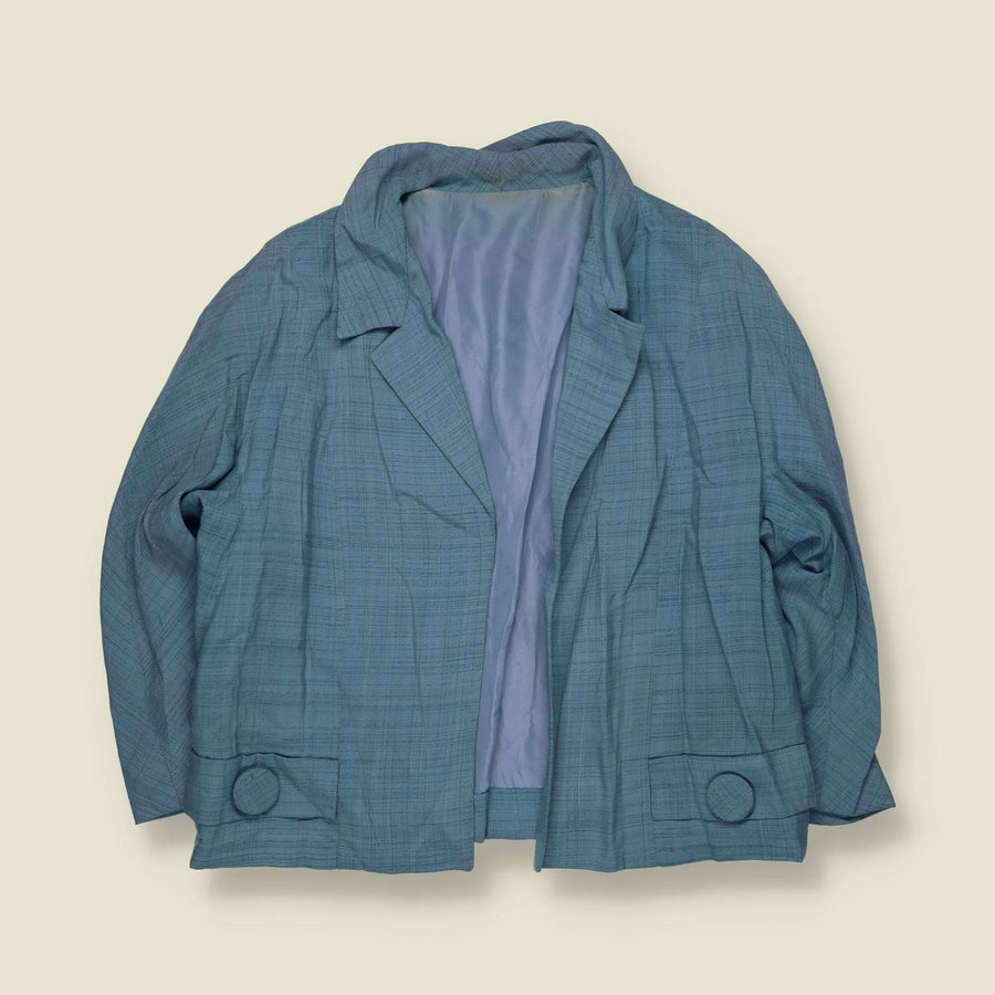 1960s | Textured Cropped Jacket | Blue - 10