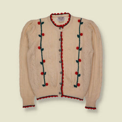 1970s | Shetland Wool Floral Trim Cable Knit Cardigan | by SKYR - 10