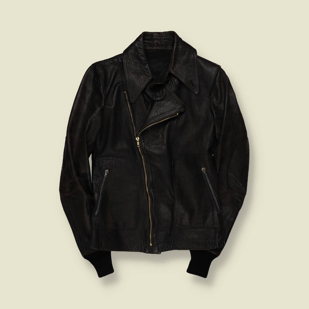1970s | Leather Flight Jacket | Black - XS