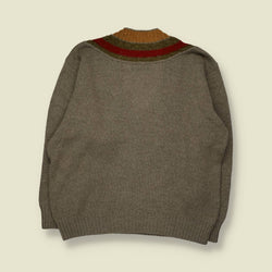 1980s | AB 1953 | V-Neck Knit Sweater | Taupe, Rust & Olive - XL