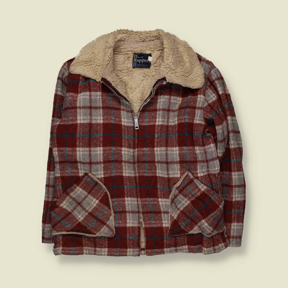 1970s | Dee Cee Rappers | Sherpa Lined Plaid Jacket | Red & Grey - XL