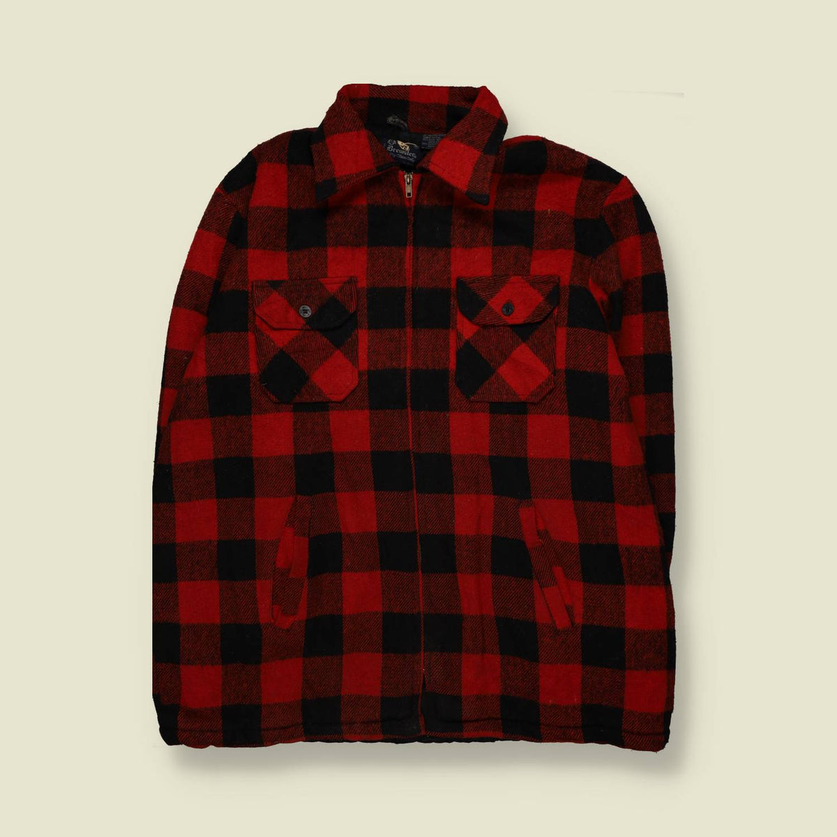 1970s | Brewster | Buffalo Plaid Wool Jacket | Red & Black - 3XL
