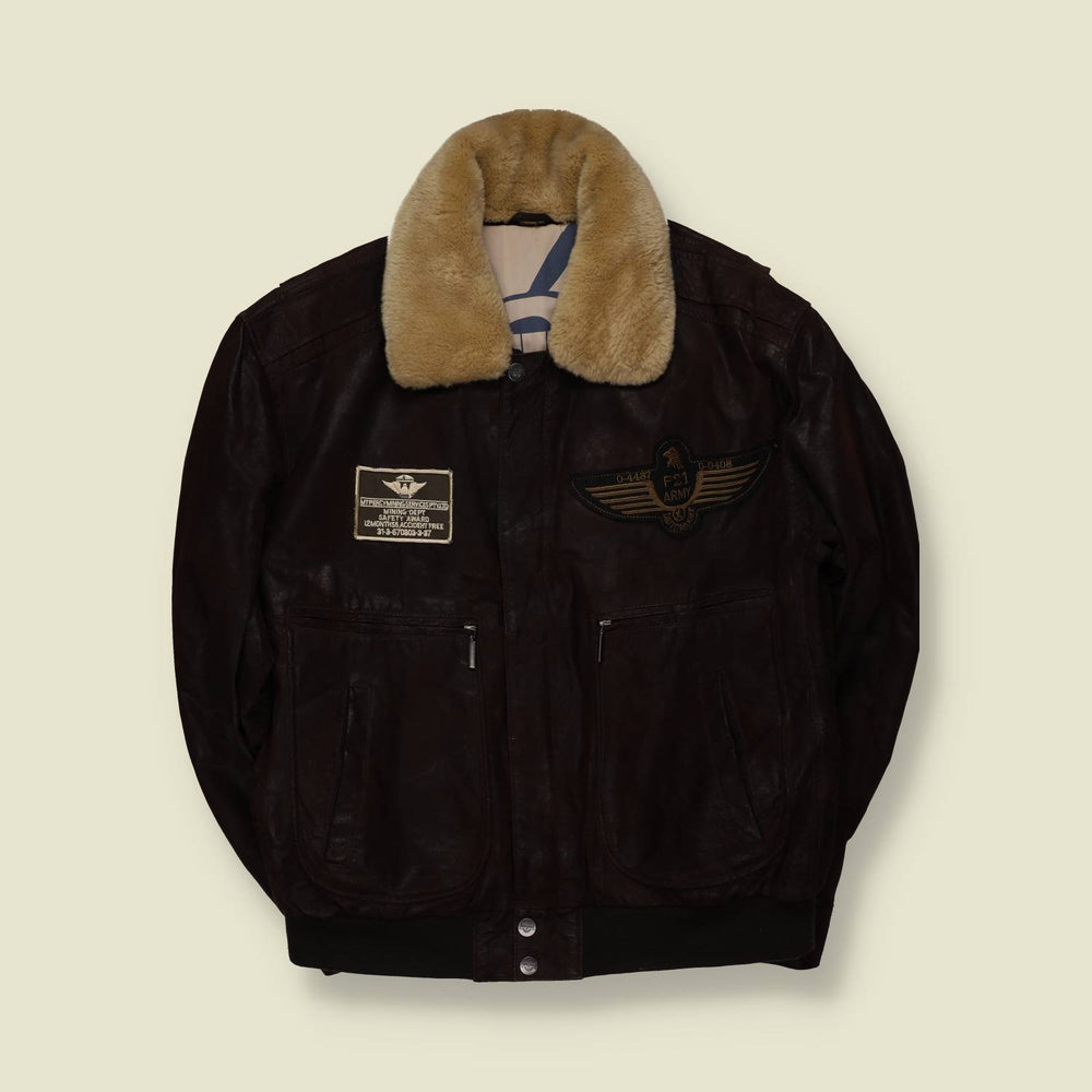 1980s | Leather Flight Jacket | Brown - L