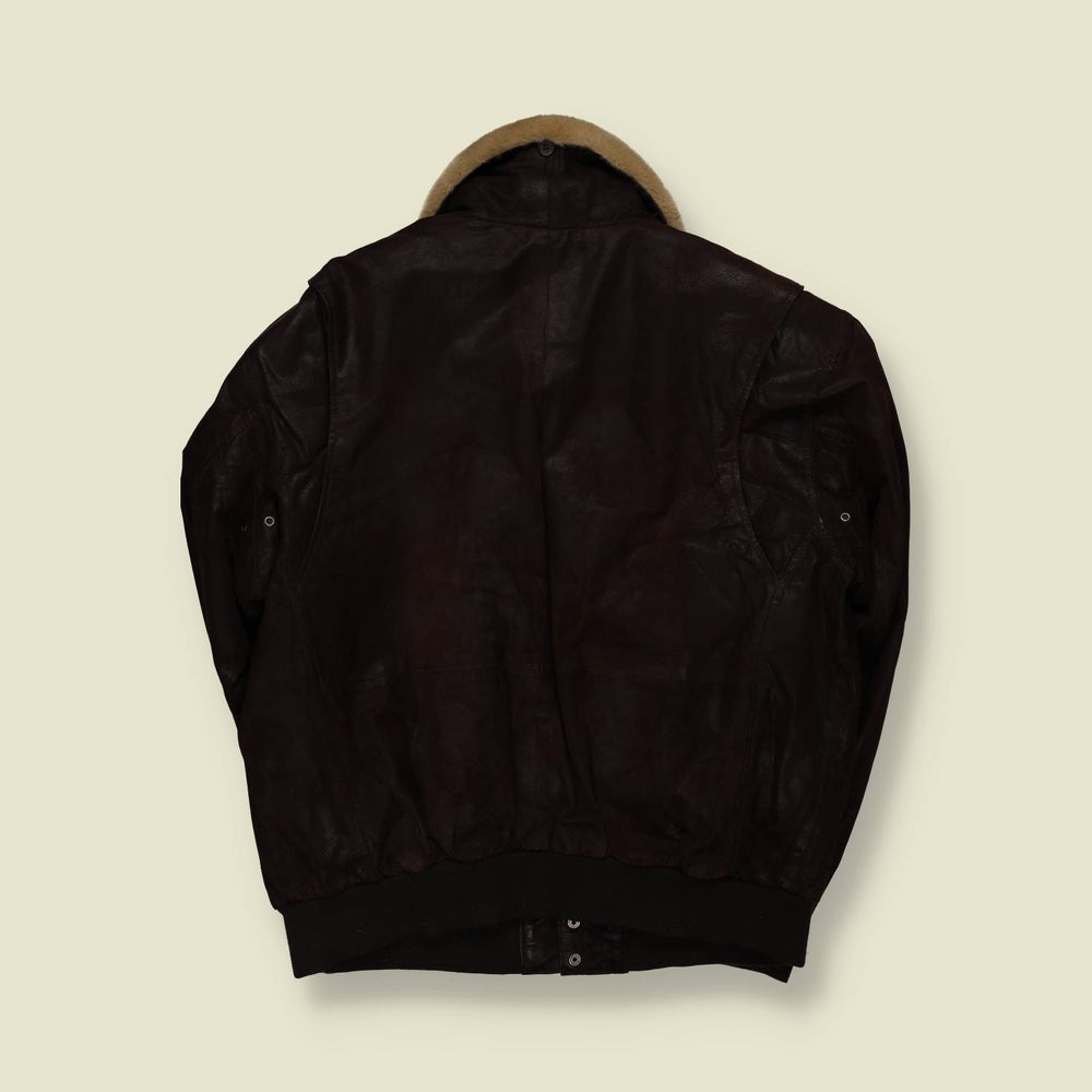 1980s | Leather Flight Jacket | Brown - L