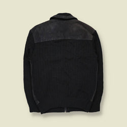 1970s | Tootal | Leather & Knit Jacket | Charcoal & Black - S