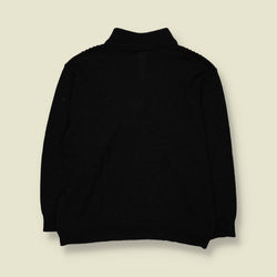1980s | Danilo | Geometric Half-Zip Knit Sweater | Black, Olive & Brown - S