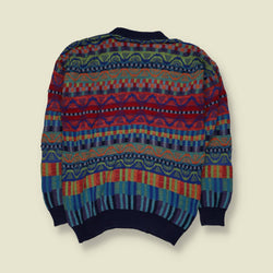 1980s | Made in Italy | Abstract Pattern Knit Sweater | Multi - L