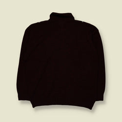 1980s | Newtex | Geometric Half-Zip Knit Sweater | Burgundy, Brown & Grey - L