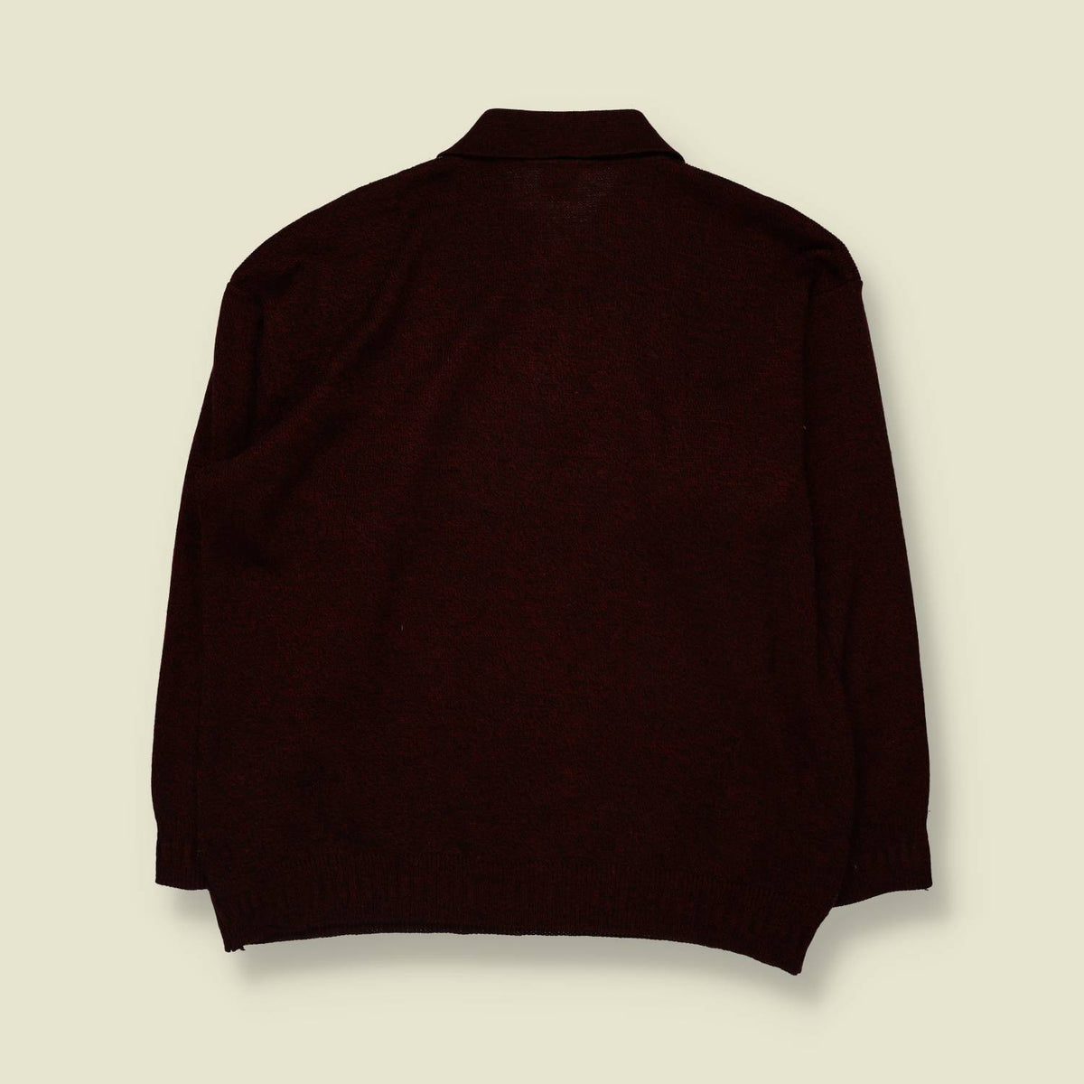 1980s | Faptec | Geometric Polo Knit Sweater | Burgundy, Cream & Black - XL