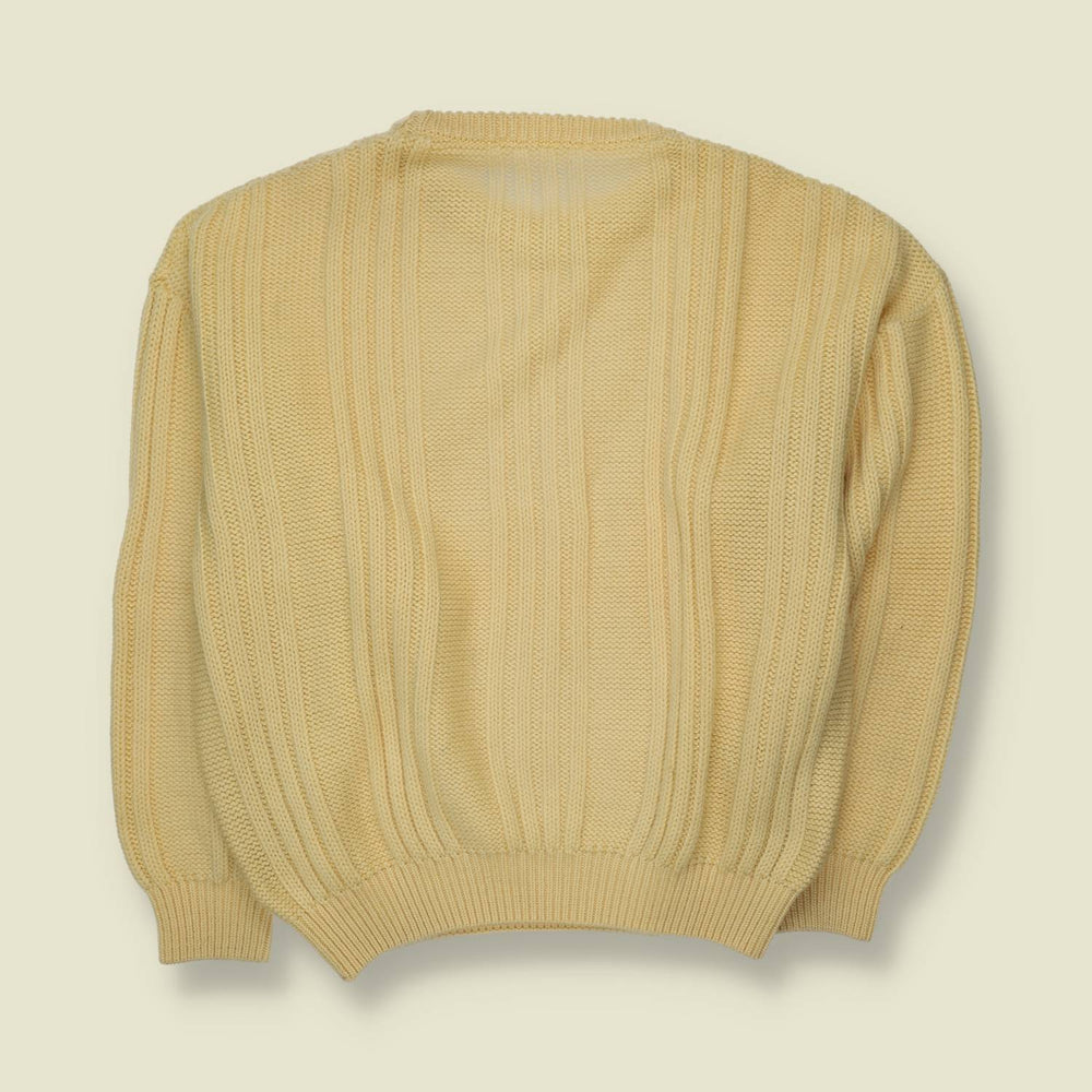 1980s | Cable Knit Sweater | Yellow - L