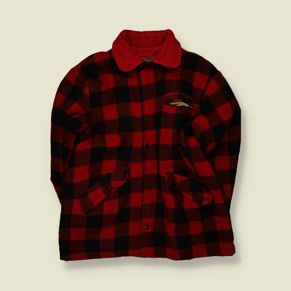 1960s | Buffalo Plaid Wool Jacket | Red & Black - M
