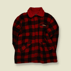 1960s | Buffalo Plaid Wool Jacket | Red & Black - M