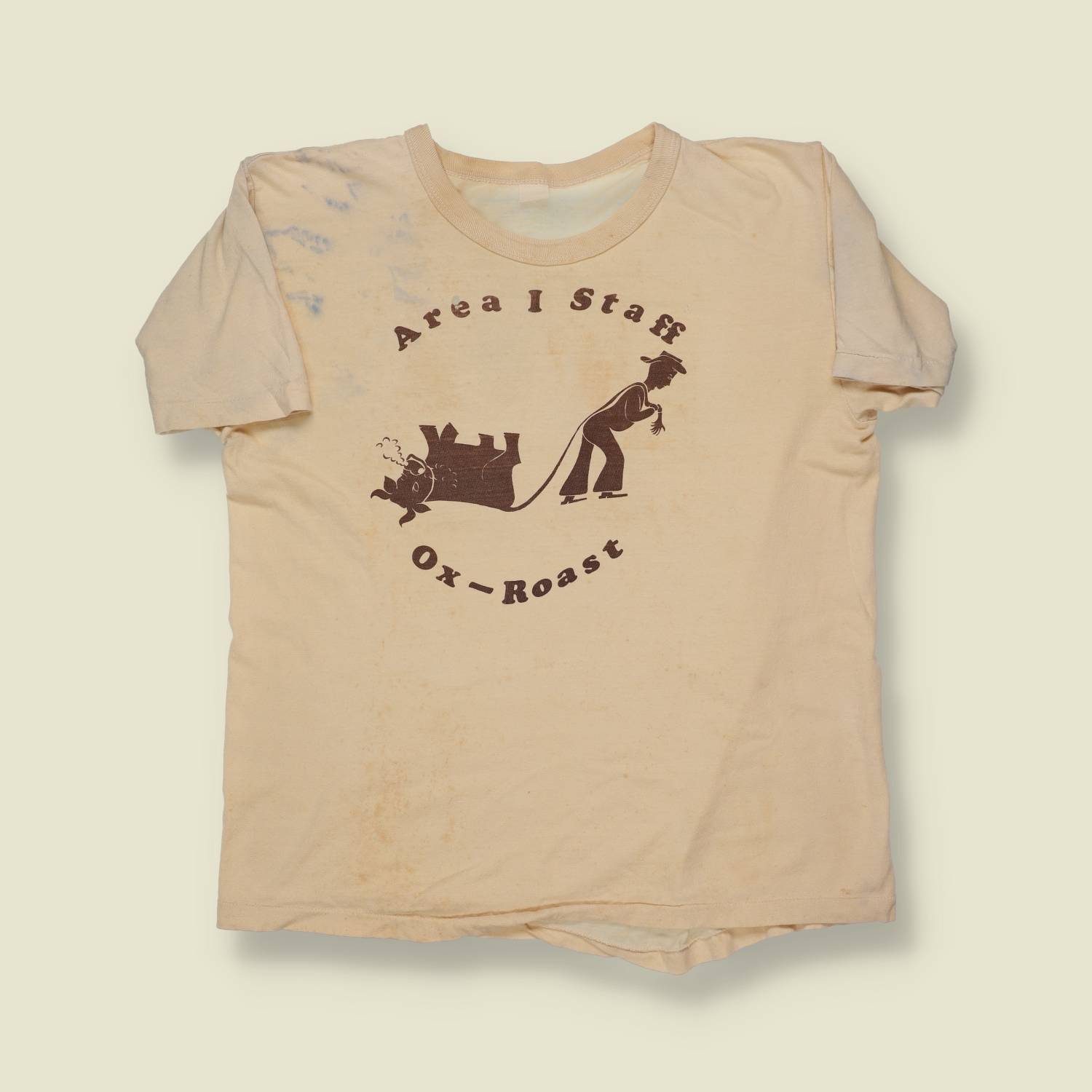 1970s Distressed and Marked OX Roast Tee - XS
