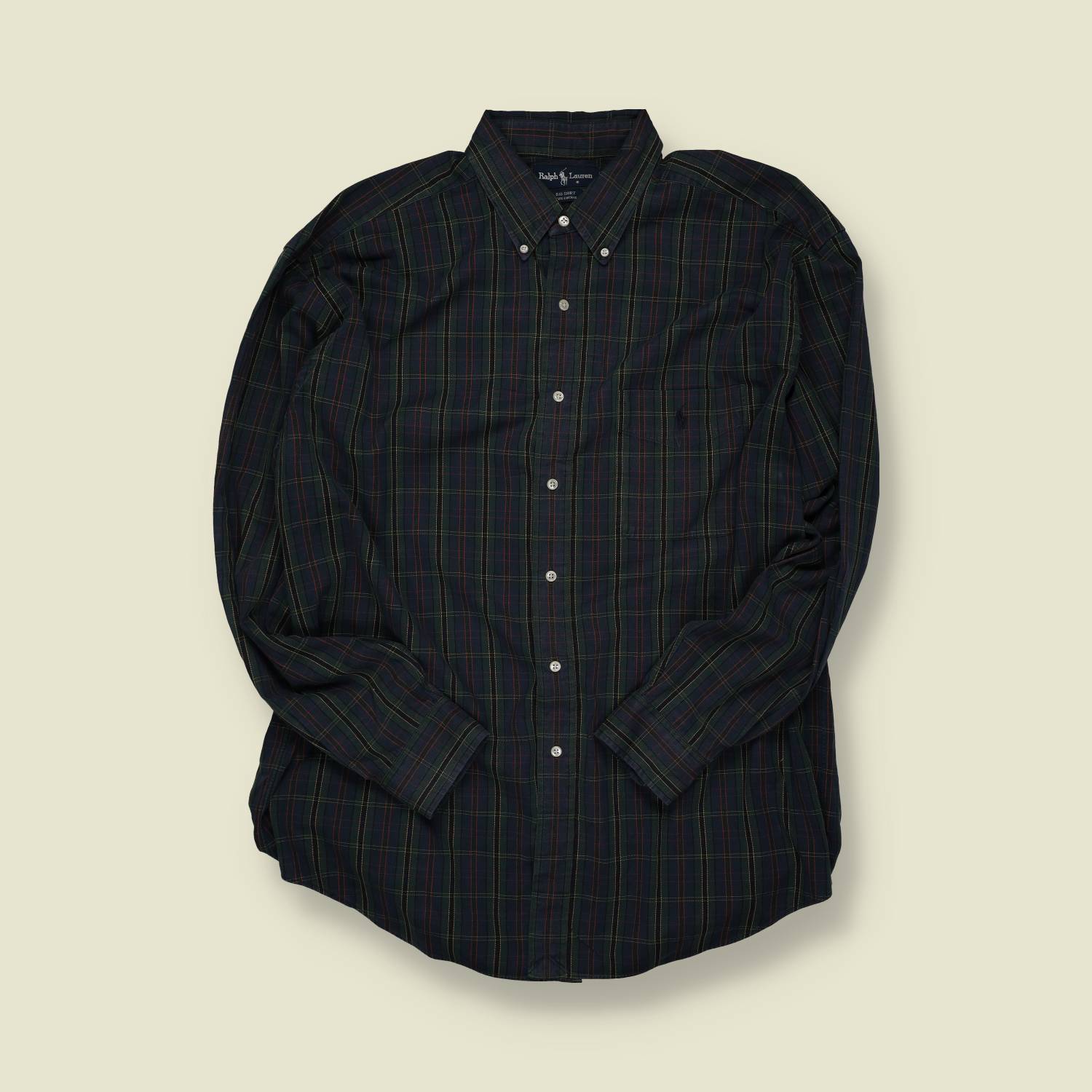 1990s–2000s | Ralph Lauren | Tartan Button-Down Shirt – Navy/Green – L