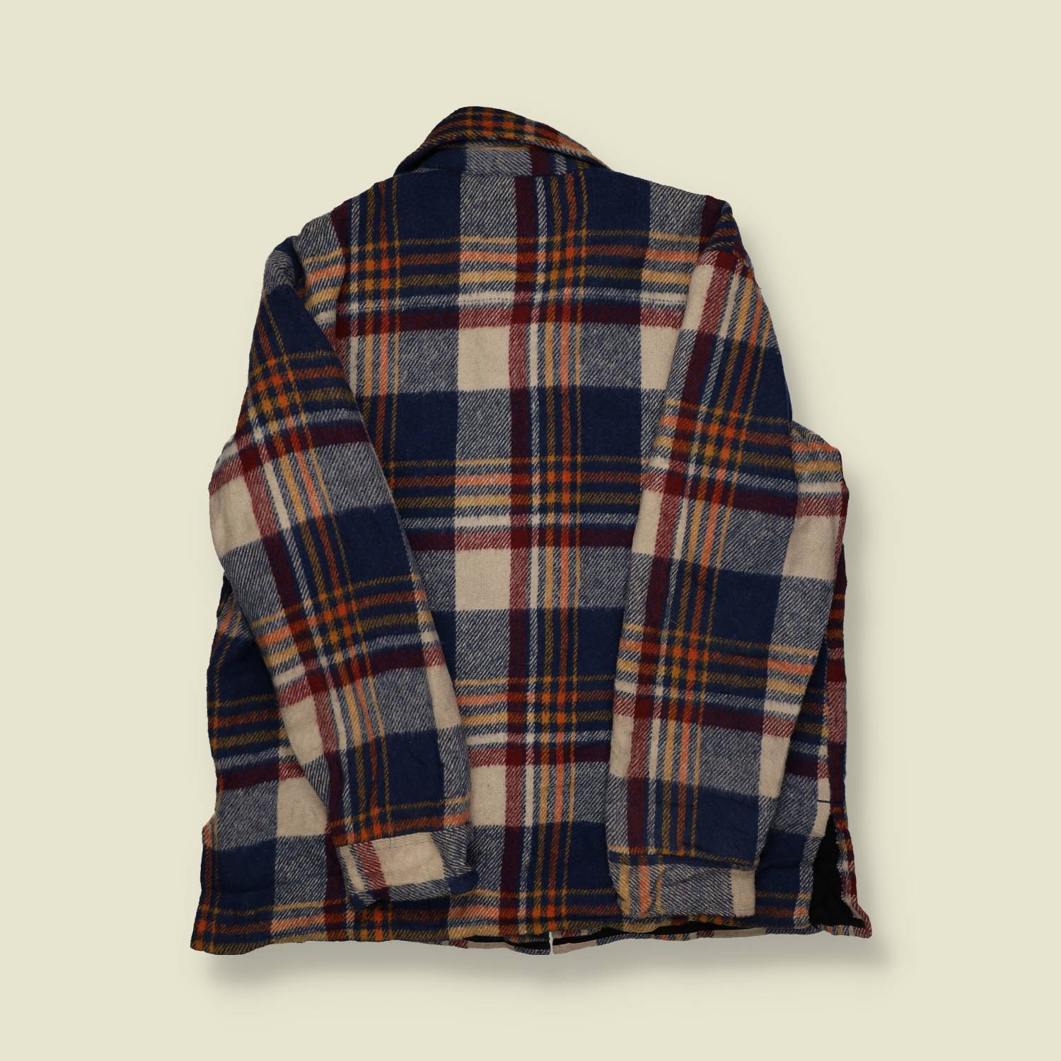 1970s | Crowley Sportswear | Wool Plaid CPO Jacket – Navy/Rust/Cream - S