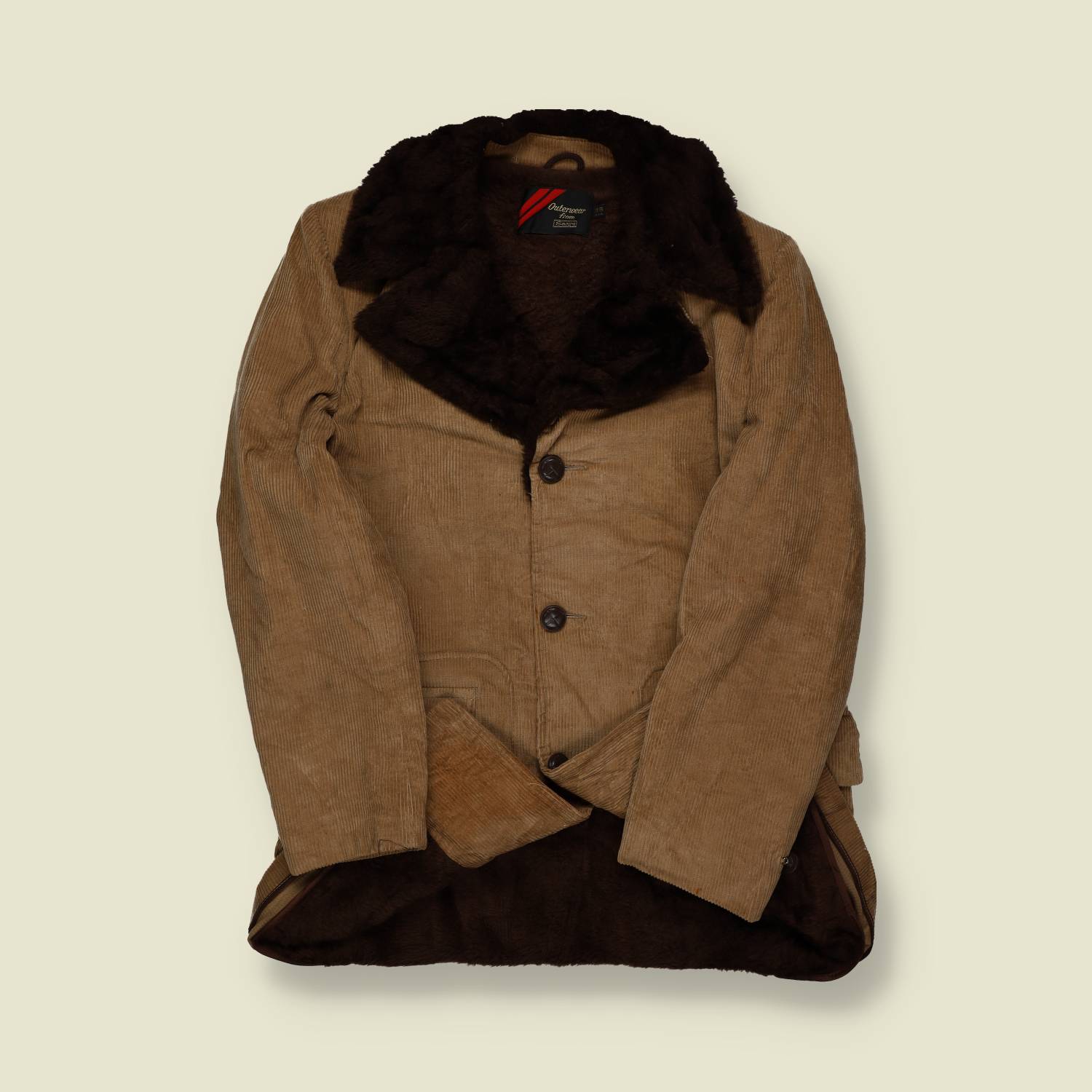 1970s | Sears | Corduroy Sherpa Coat – Brown - S