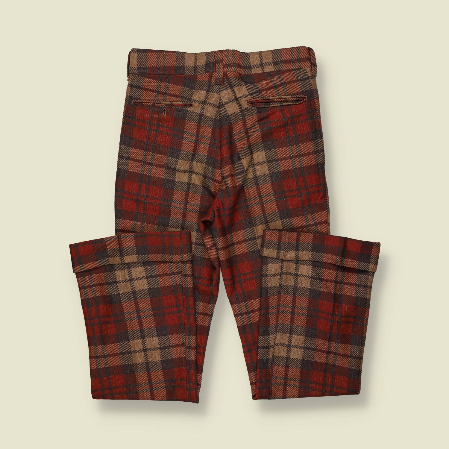 1970s | Farah | Plaid Trousers – Rust/Brown - w32