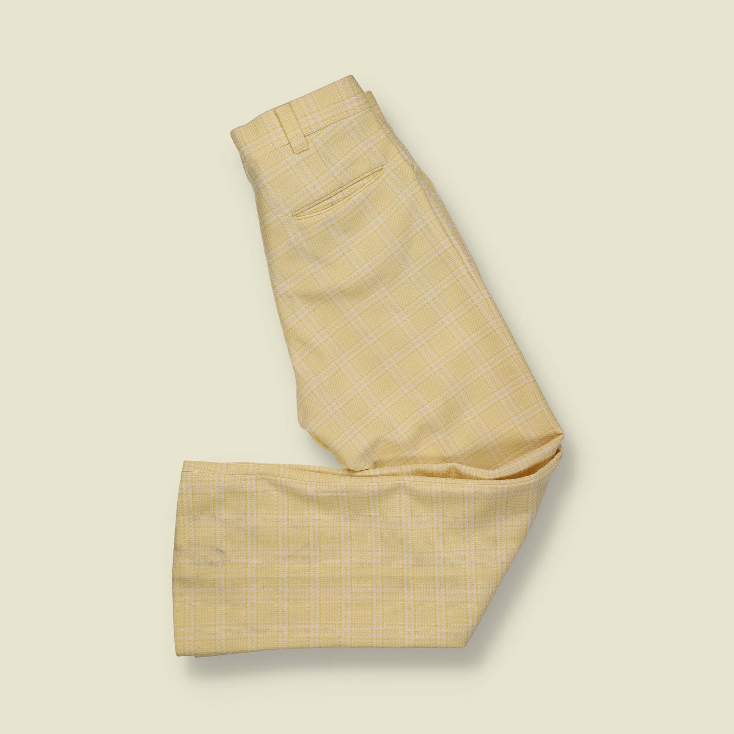 1970s | Plaid Dress Trousers – Yellow/White - w32