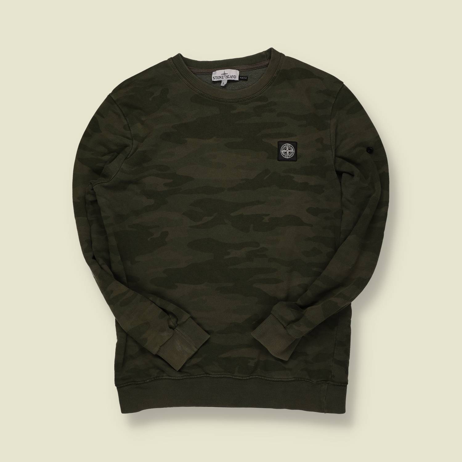 2010s | Stone Island | Camo Crew Sweat – Green - S