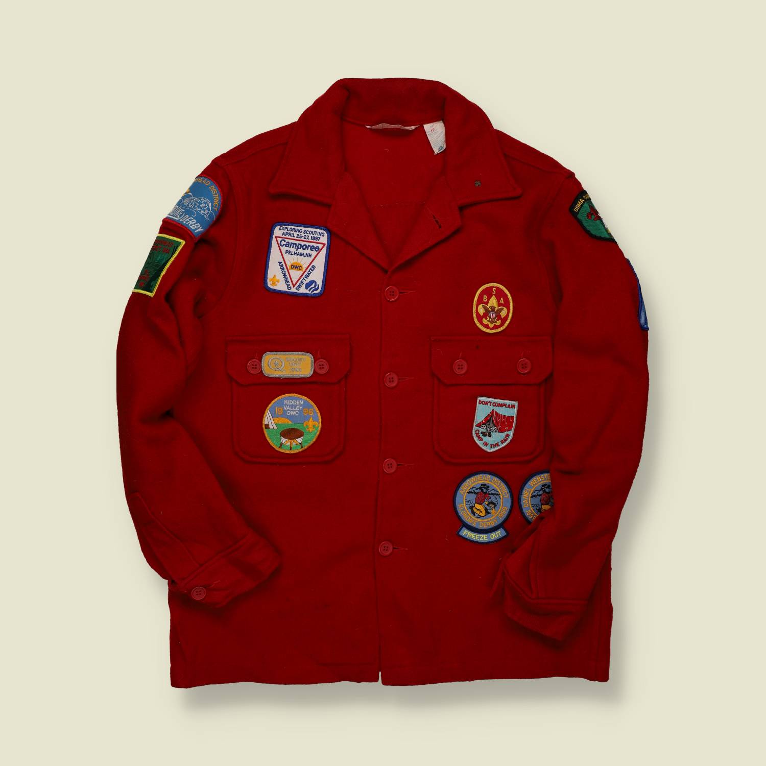 1990s | BSA Scout Wool Jacket – Red – Patchwork -S/M