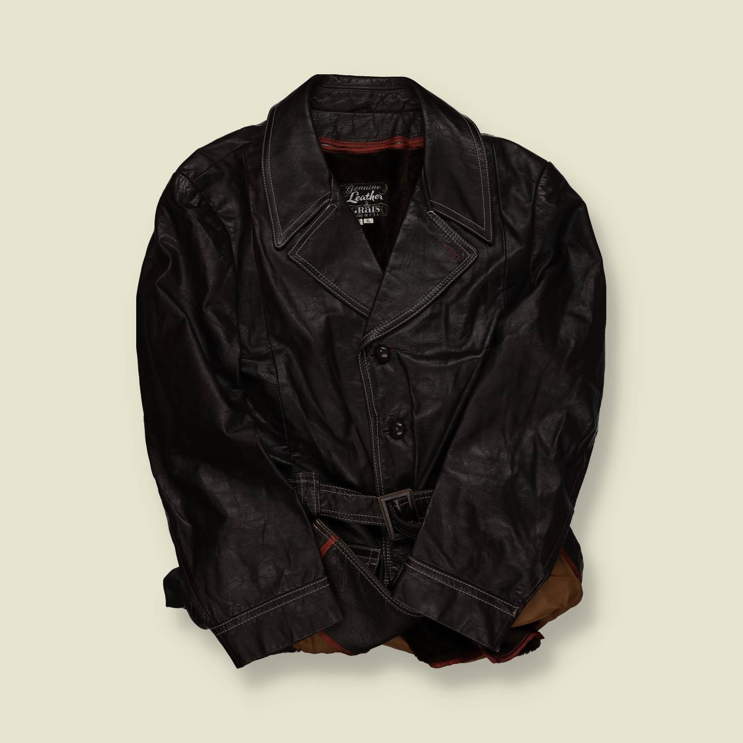 1960s–70s | Rais | Belted Leather Jacket – Black - M/L