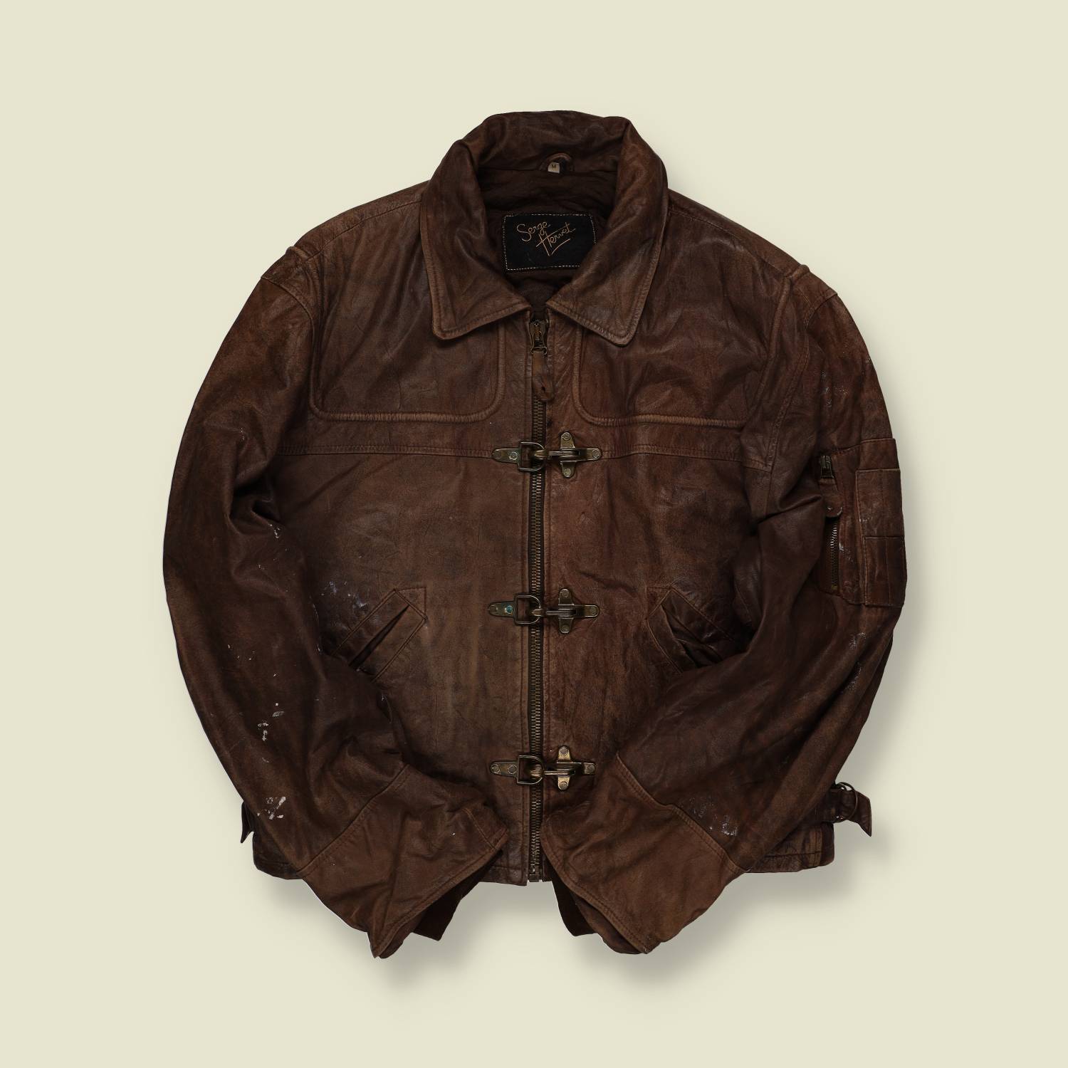 1980s–90s | Sergo Hunt | Leather Jacket w/ Fireman Clasps – Brown - M