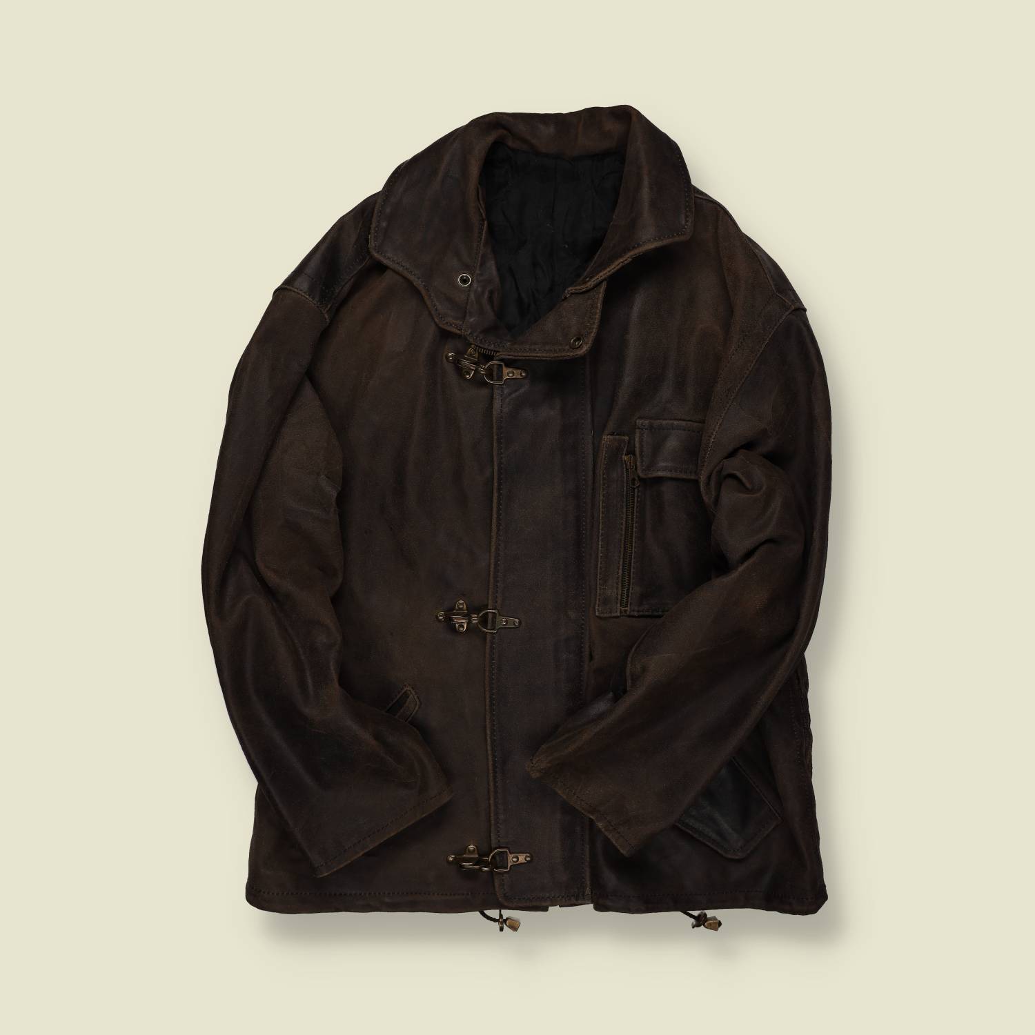 1980s–90s | Suede Fireman-Clasp Jacket – Dark Brown - L
