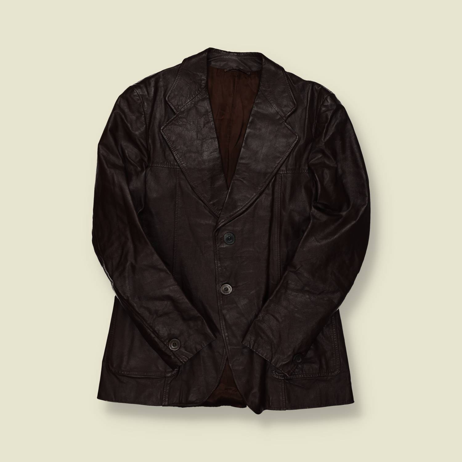 1970s | Leather Blazer – Dark Brown - S