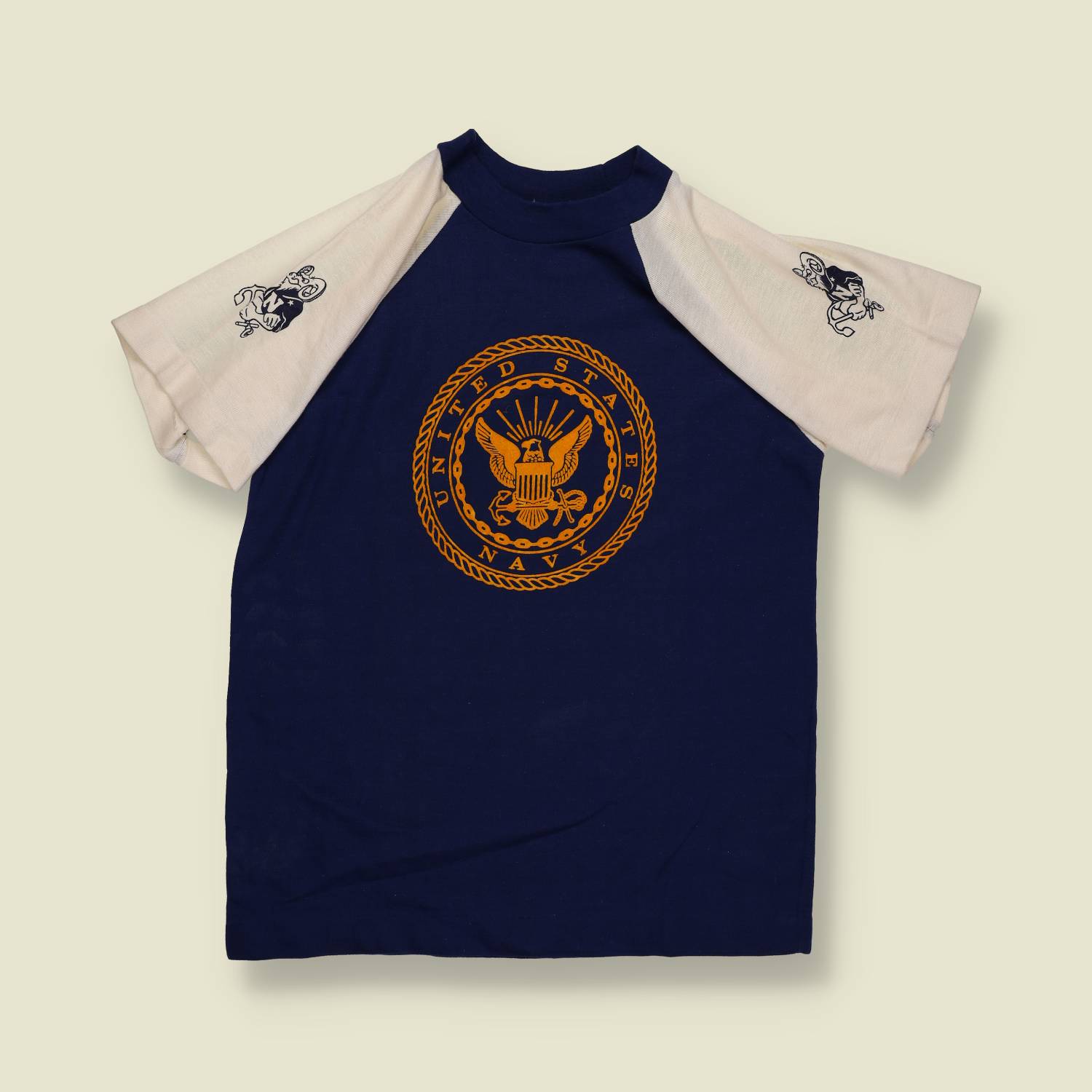 1970s | US Navy | Raglan T-Shirt – Blue/White - XXS/XS