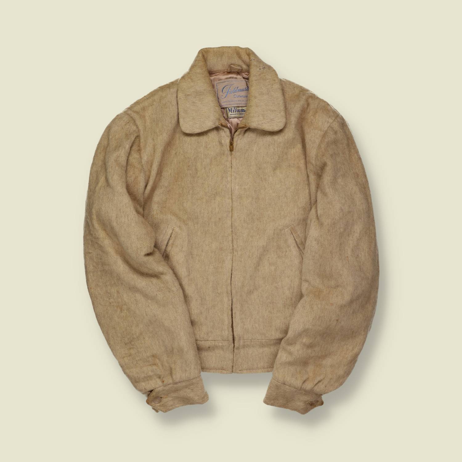 1950s | Fieldmaster | Mohair-Finish Wool Zip Jacket – Oatmeal - XS/S