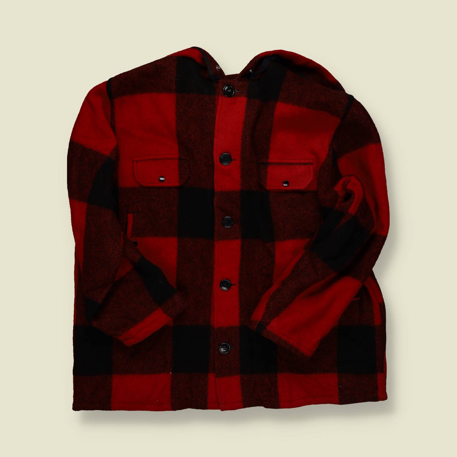 1980s | Johnson Woolen Mills | Buffalo Plaid Wool Jacket – Red/Black - XL