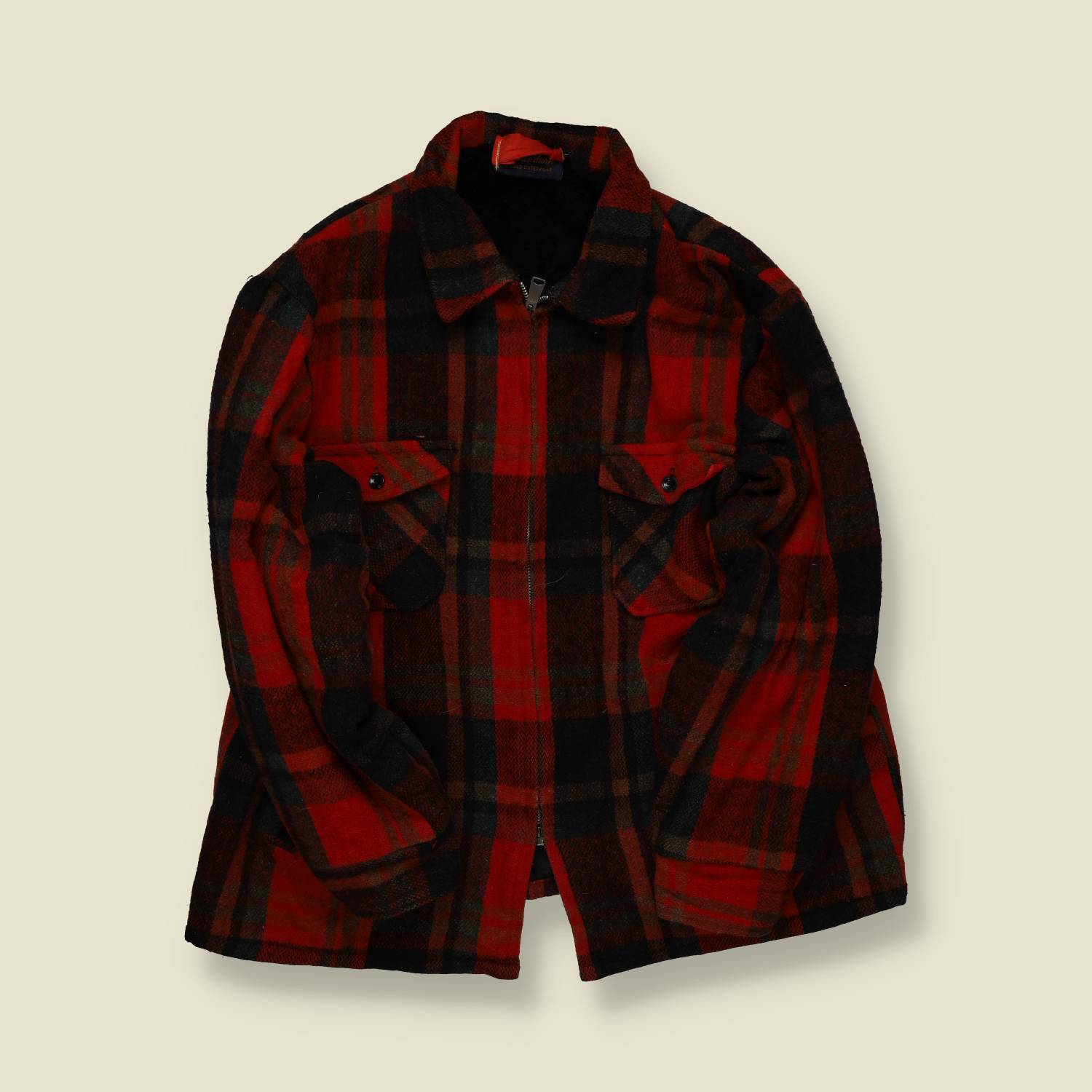 1960s–1970s | Wool Hunting Jacket – Red/Black Check - L