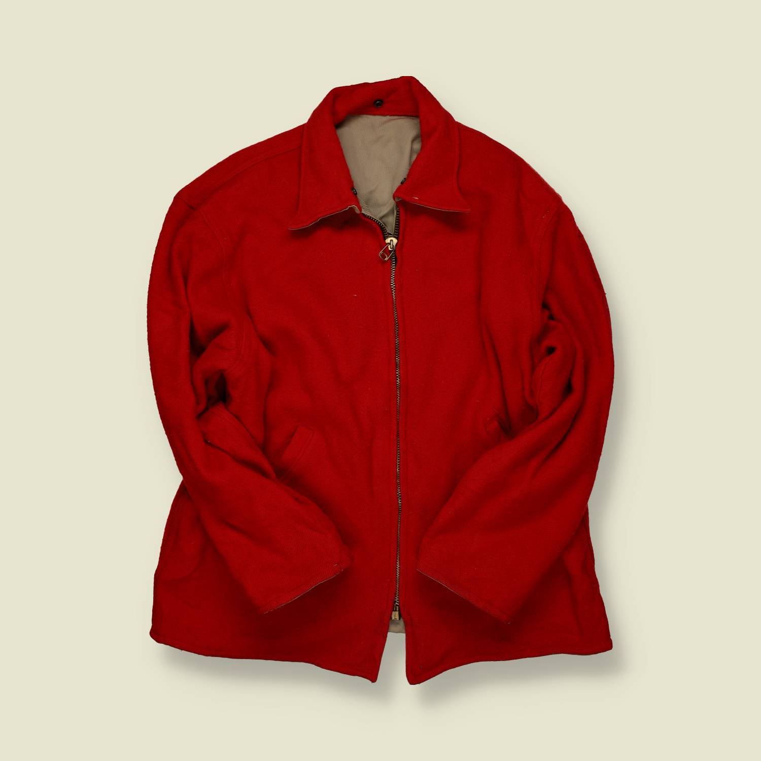 1950s | Wool Zip Jacket – Red - L
