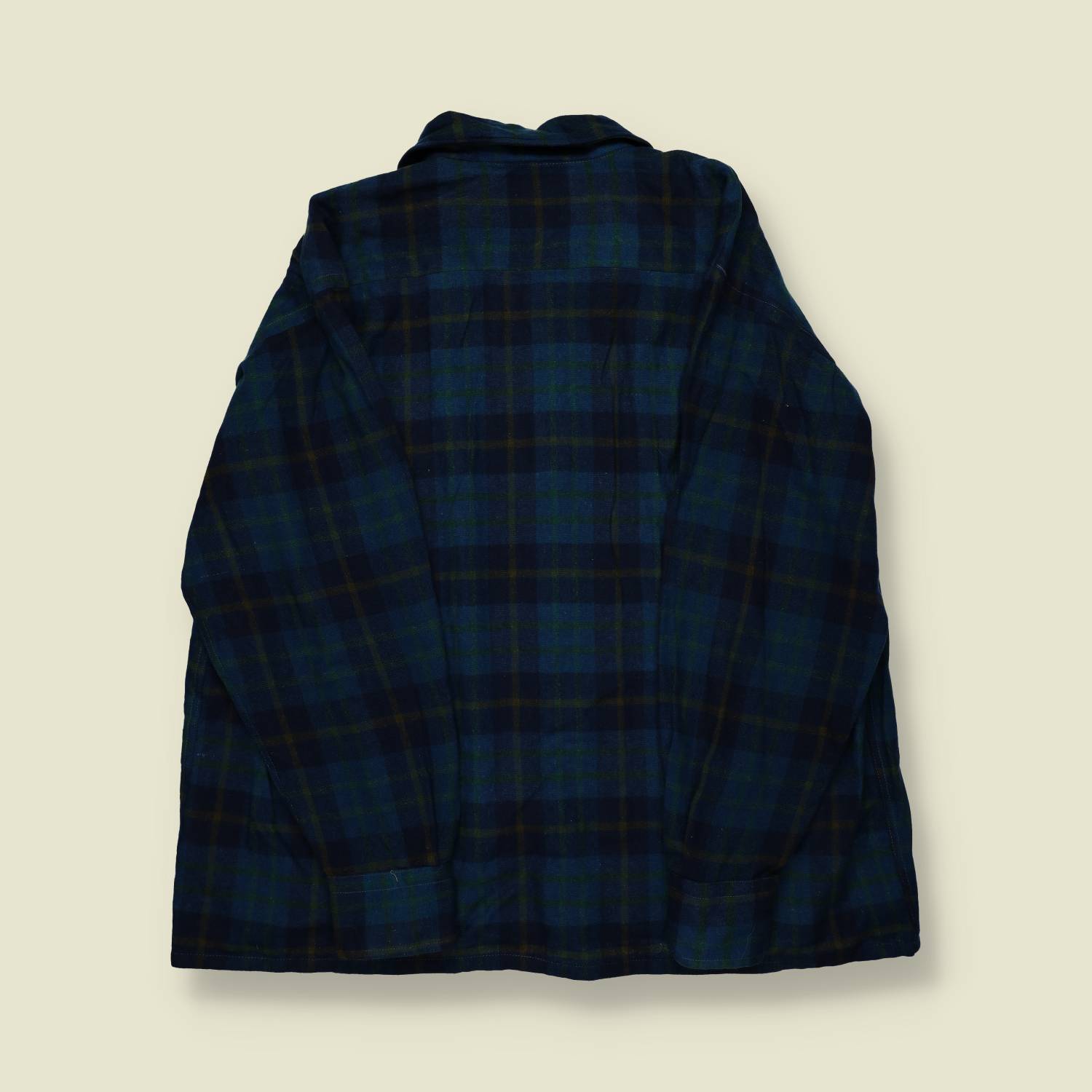1970s | Enduro | Wool Plaid Overshirt – Blue/Green - XL
