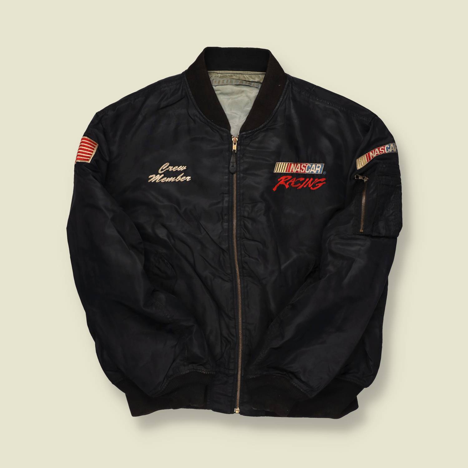 1990s | NASCAR | “Crew Member” Racing Bomber – Black - L