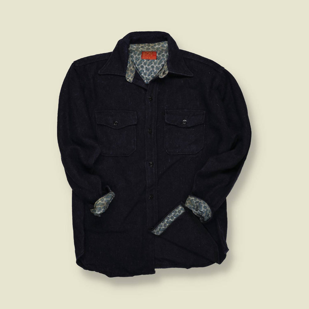 1970s | Kings Road “CPO” | Wool Overshirt – Navy - XXXL