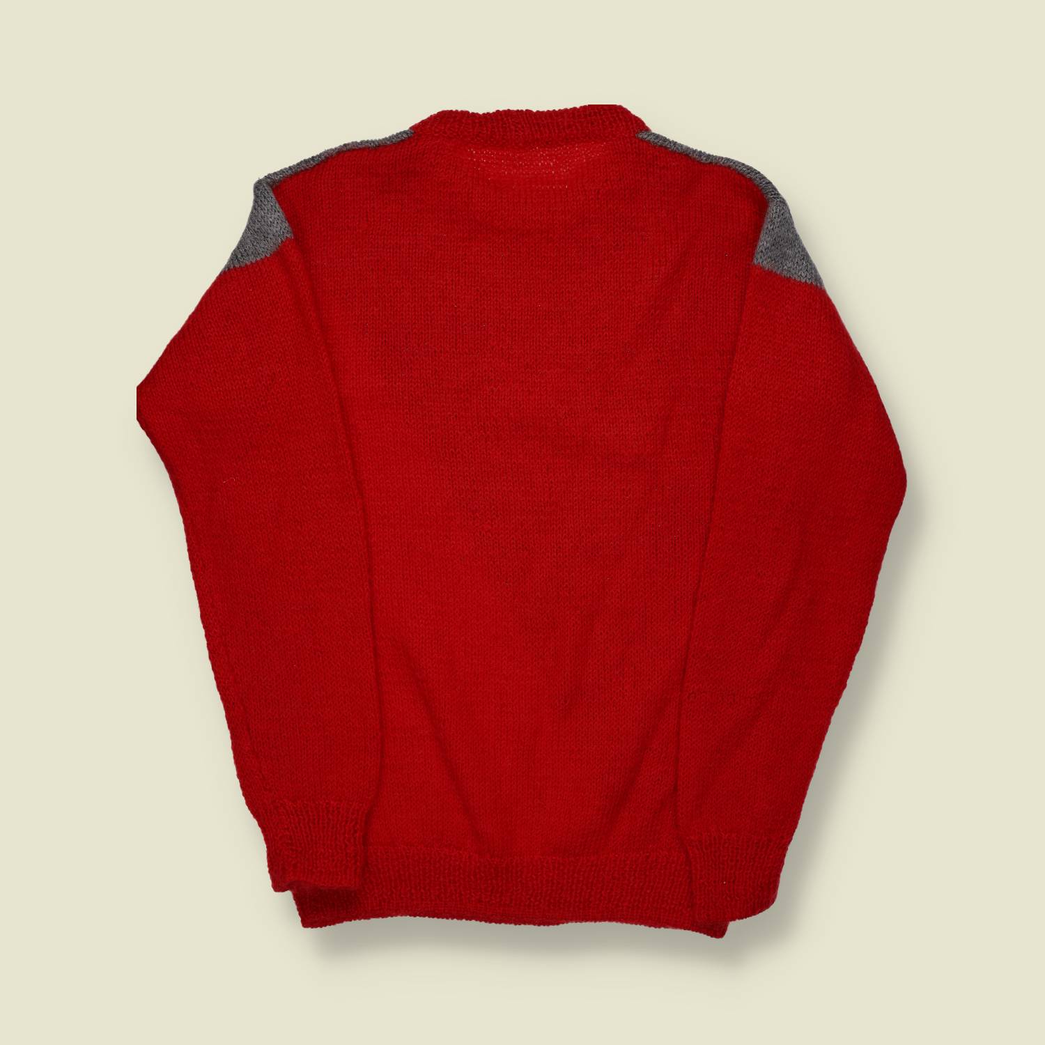 1970s | Unbranded | Handknit Colour-Block Wool Jumper - M