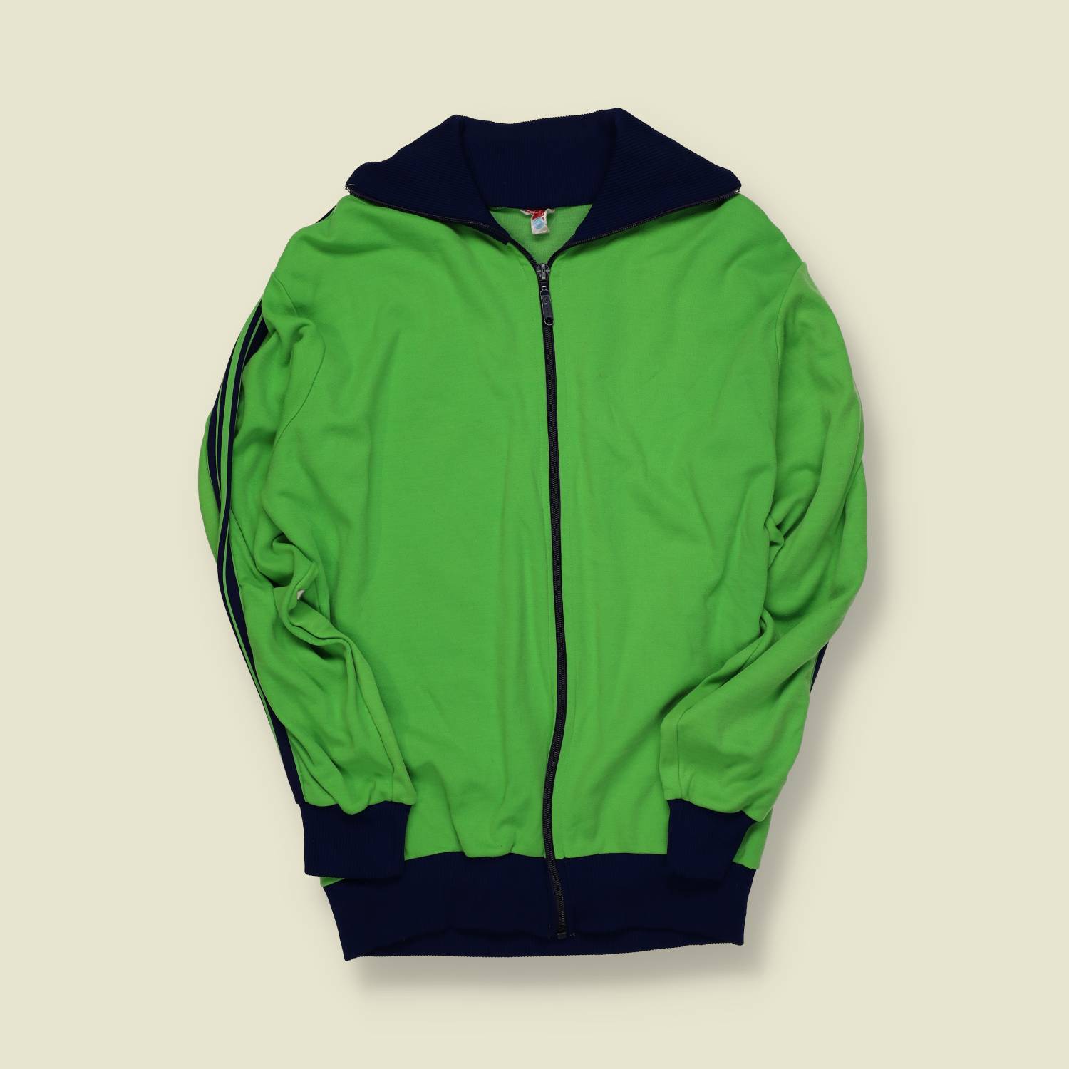 1970s | European Sportswear | Zip-Up Track Jacket | Green / Navy – S