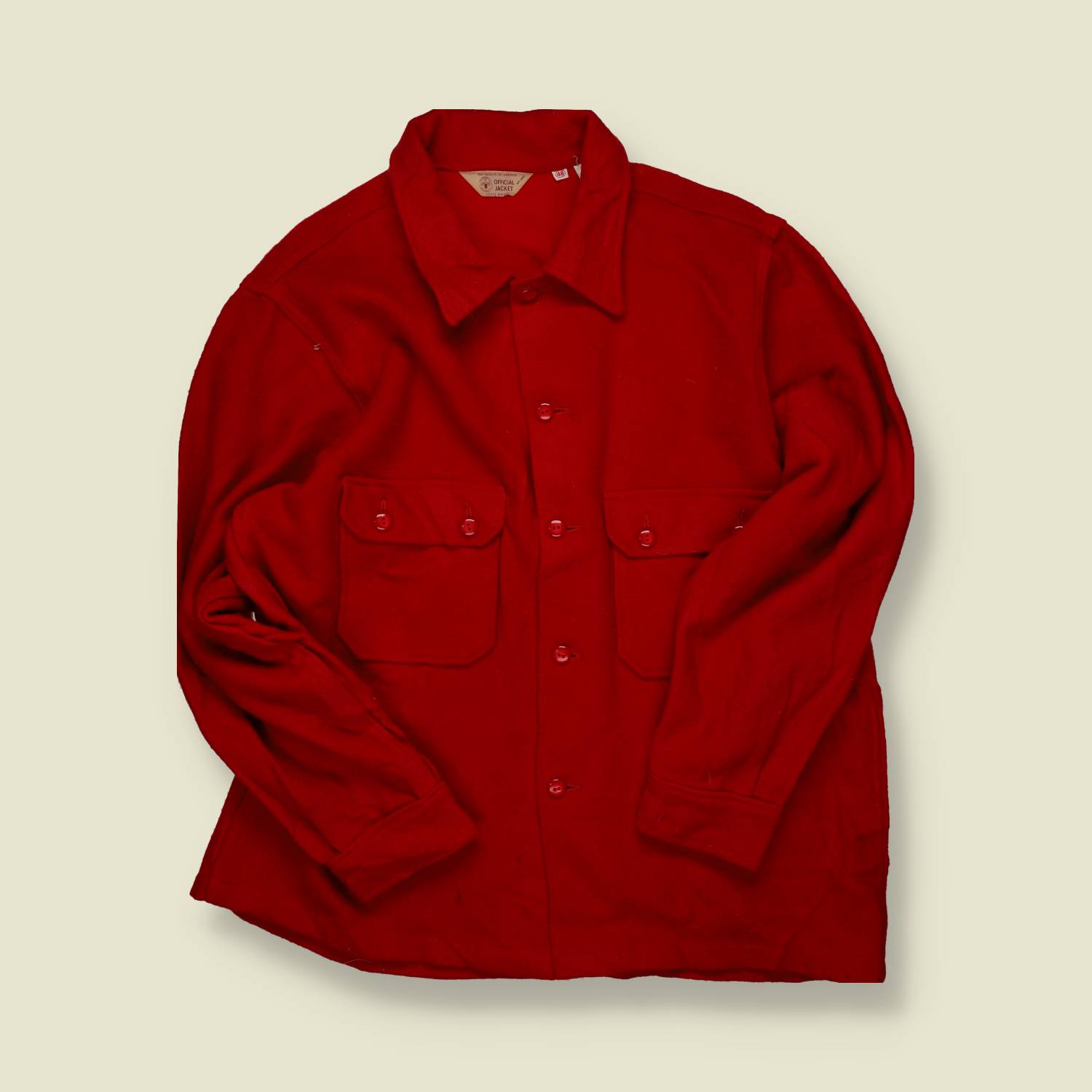 1960s | Boy Scouts of America | Red Wool Shirt - XL