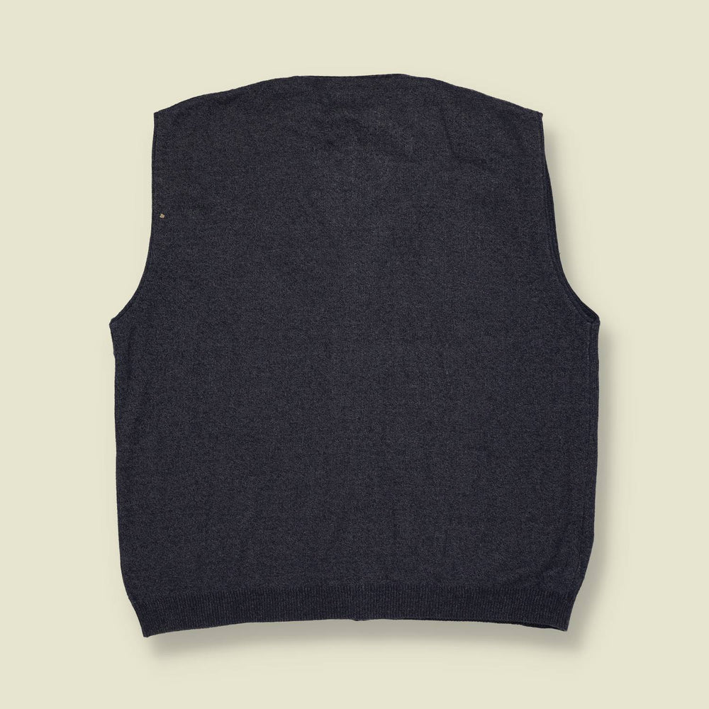 1980s | Unbranded | Made in Italy | Wool Argyle Knit Vest | Grey / Charcoal - S/M