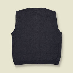 1980s | Unbranded | Made in Italy | Wool Argyle Knit Vest | Grey / Charcoal - S/M