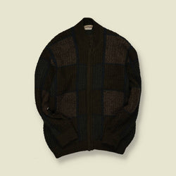 1970s | Hemmond | Made in Italy | Wool Cardigan Jacket | Brown / Blue - M