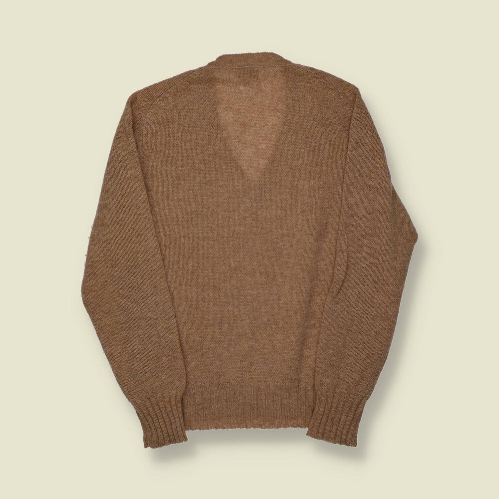 1970s | European | Virgin Wool V-Neck Jumper | Brown - M