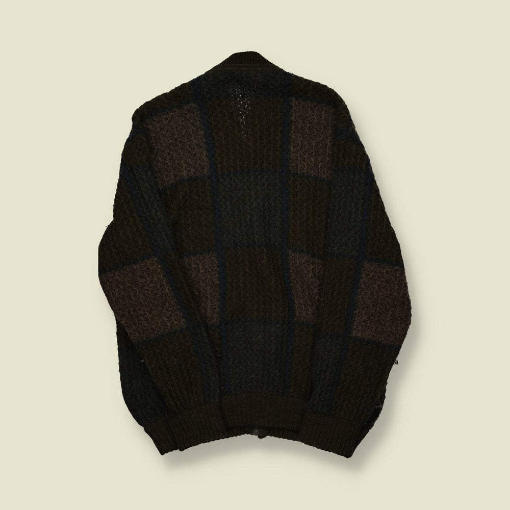 1970s | Hemmond | Made in Italy | Wool Cardigan Jacket | Brown / Blue - M